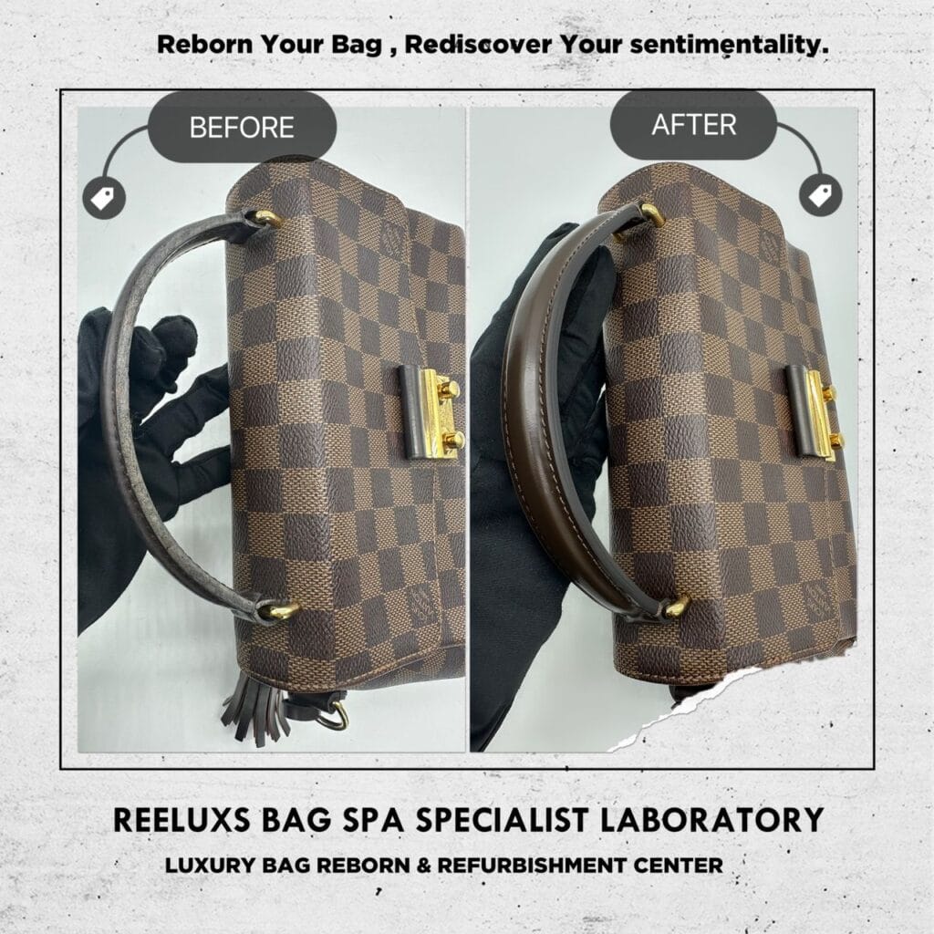 Damier Canvas Croisette Bag Handle Oil Edge Melted Sticky Problem Leather Faded… — frame 5
