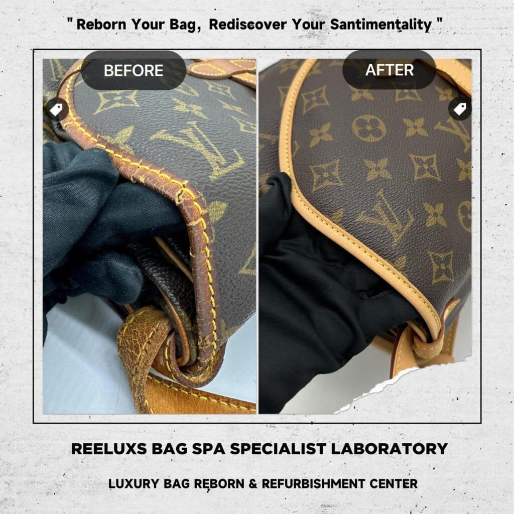 LOUIS VUITTON Monogram Saumur 35 Shoulder Bag Vachetta Cracked Damaged Oxidation Replacement 2 1