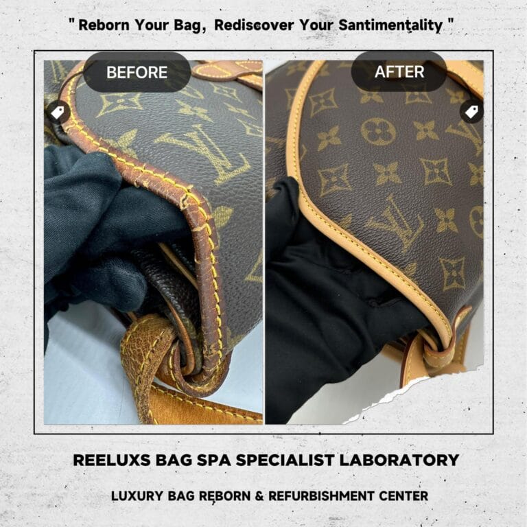 Louis Vuitton Monogram Saumur 35 Shoulder Bag Vachetta Cracked & Damaged Oxidation Replacement