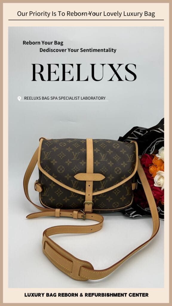Monogram Saumur 35 Shoulder Bag Vachetta Cracked & Damaged Oxidation — frame 8