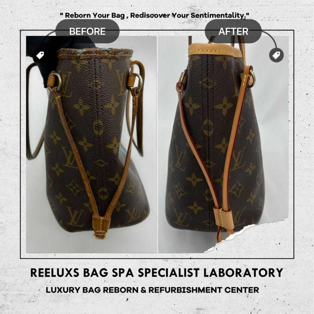 Neverfull Monogram Canvas Tote Bag Pocket Peel Off Removal & Entire Vachetta… — frame 3