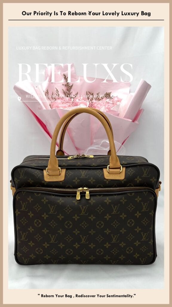 Louis Vuitton Monogram Icare Laptop Bag Entire Vachetta Crack & Damage Oxidation… — frame 2