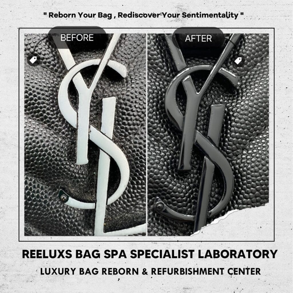 SAINT LAURENT Envelope Bag Logo Black Coating Peel Off Damaged Re plating 2 3