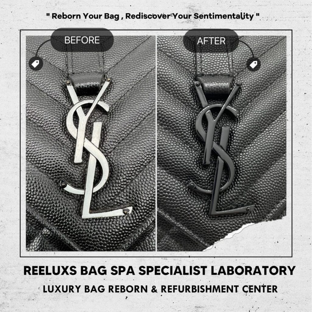 SAINT LAURENT Envelope Bag Logo Black Coating Peel Off Damaged — frame 3