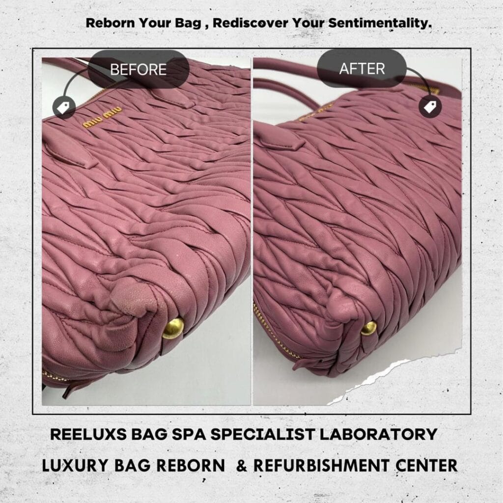 NEW MIU MIU Lambskin Pink Handbag Corner Peel Off Puller Leather Damaged… — frame 1