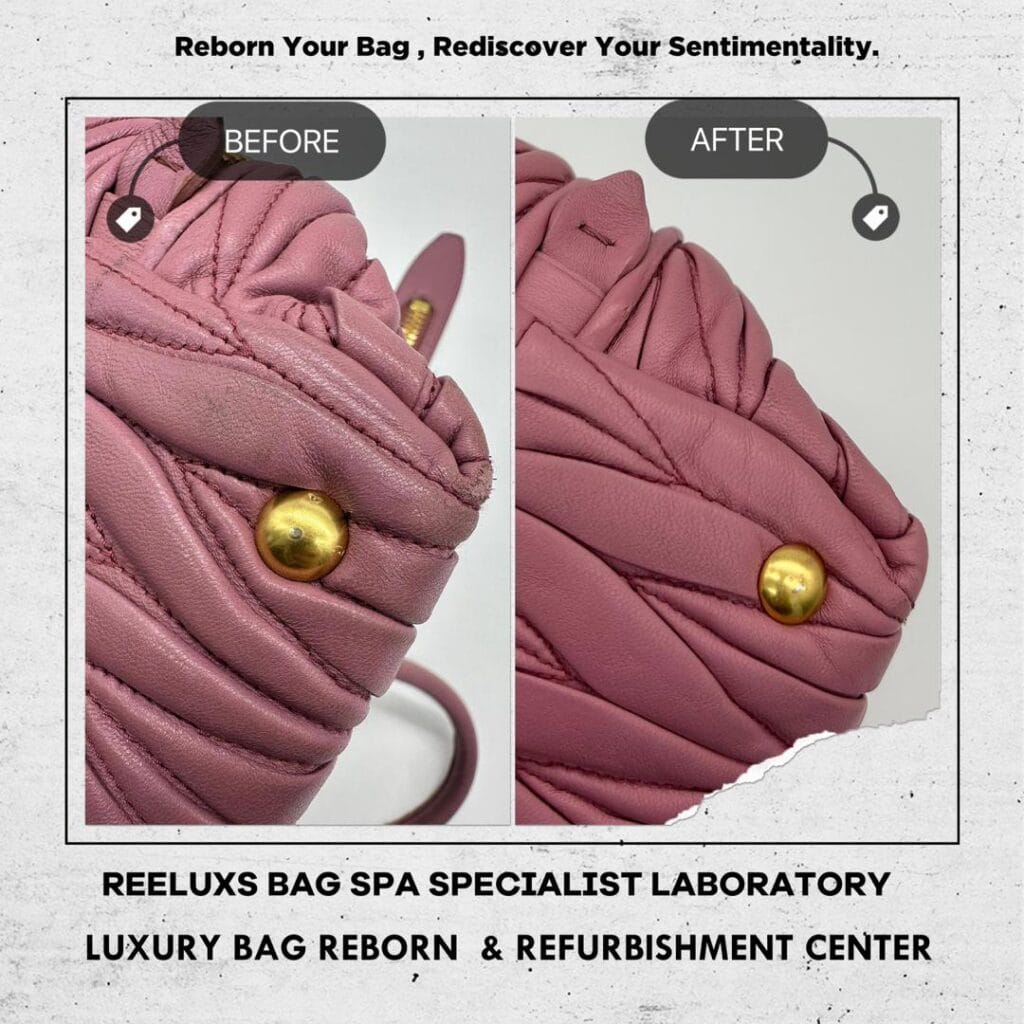 NEW MIU MIU Lambskin Pink Handbag Corner Peel Off Puller Leather Damaged… — frame 3