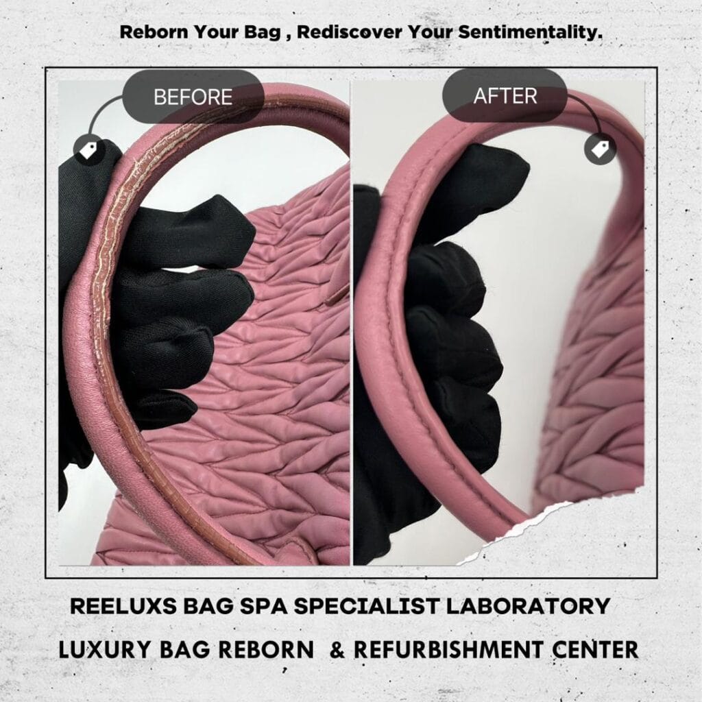 NEW MIU MIU Lambskin Pink Handbag Corner Peel Off Puller Leather Damaged… — frame 4