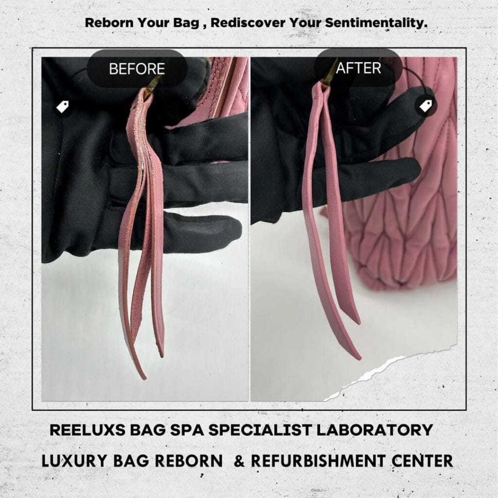 NEW MIU MIU Lambskin Pink Handbag Corner Peel Off Puller Leather Damaged… — frame 5