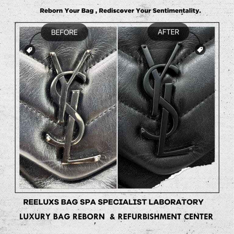YSL SAINT LAURENT Loulou Shoulder Bag Logo Black Coating Peel Off Damaged Re-plating