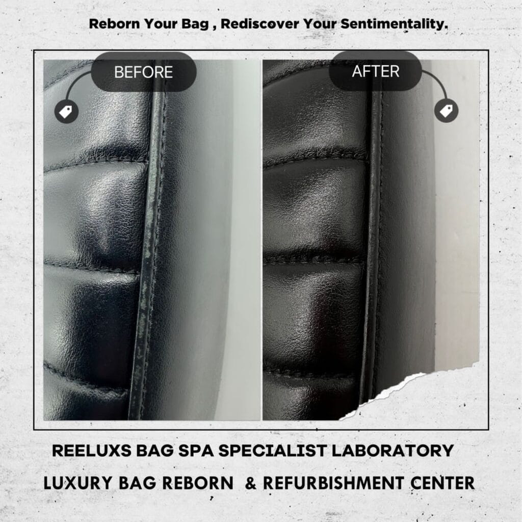Yves Saint Laurent Black Quilted Leather Small LouLou Bag Metal Polish Cleaning & Corner Damaged Color Faded Restoration — frame 4