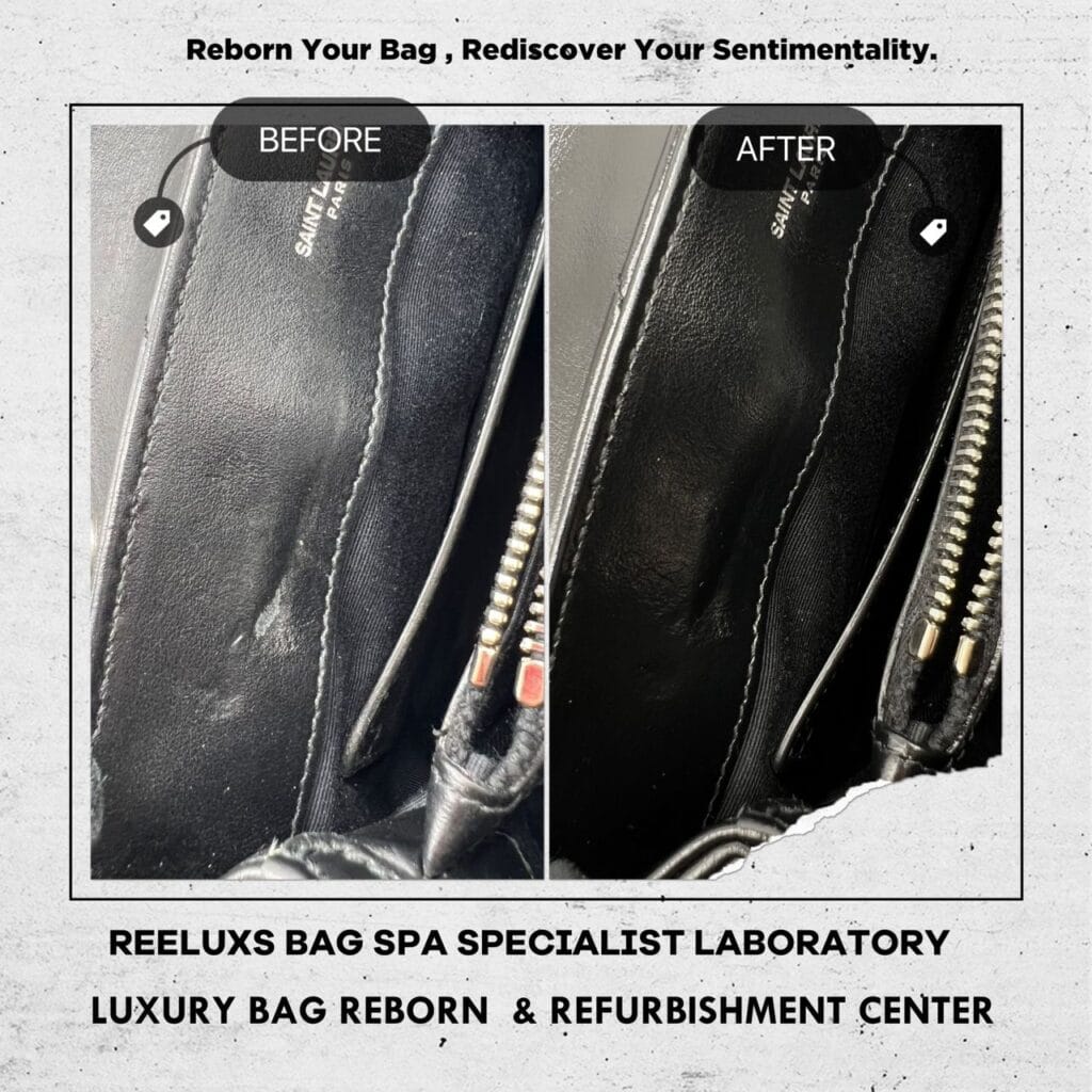 Yves Saint Laurent Black Quilted Leather Small LouLou Bag Metal Polish Cleaning & Corner Damaged Color Faded Restoration — frame 6