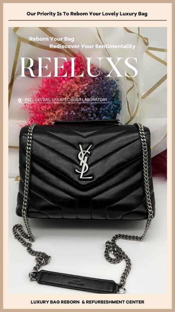 Yves Saint Laurent Black Quilted Leather Small LouLou Bag Metal Polish Cleaning & Corner Damaged Color Faded Restoration — frame 8