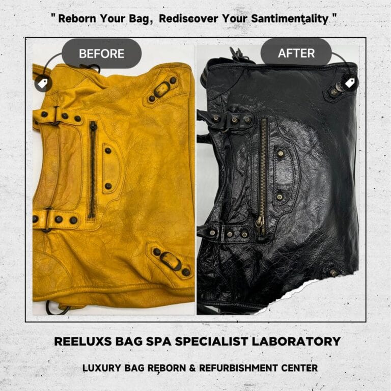 BALENCIAGA Classic City Aged Calfskin Yellow Color Leather Bag Corner Faded Color Damaged Changed To Black Color Refurbishment