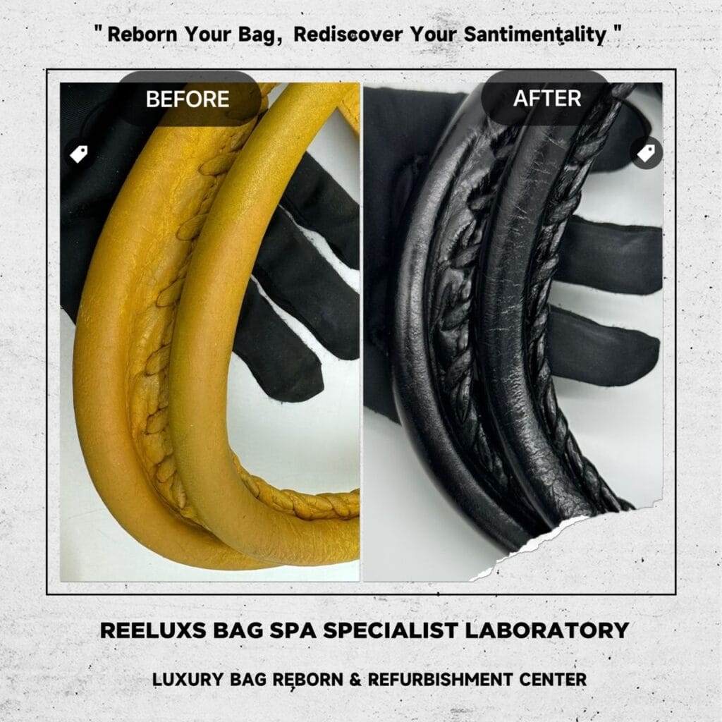 Classic City Aged Calfskin Yellow Color Leather Bag Corner Faded Color Damaged Changed To Black Color Refurbishment — frame 7