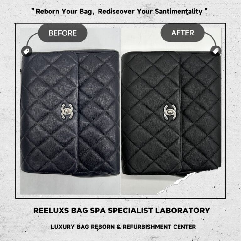 Chanel Black Quilted Caviar Leather Vintage Small Classic Single Flap Bag Leather Faded Color Damaged Restoration