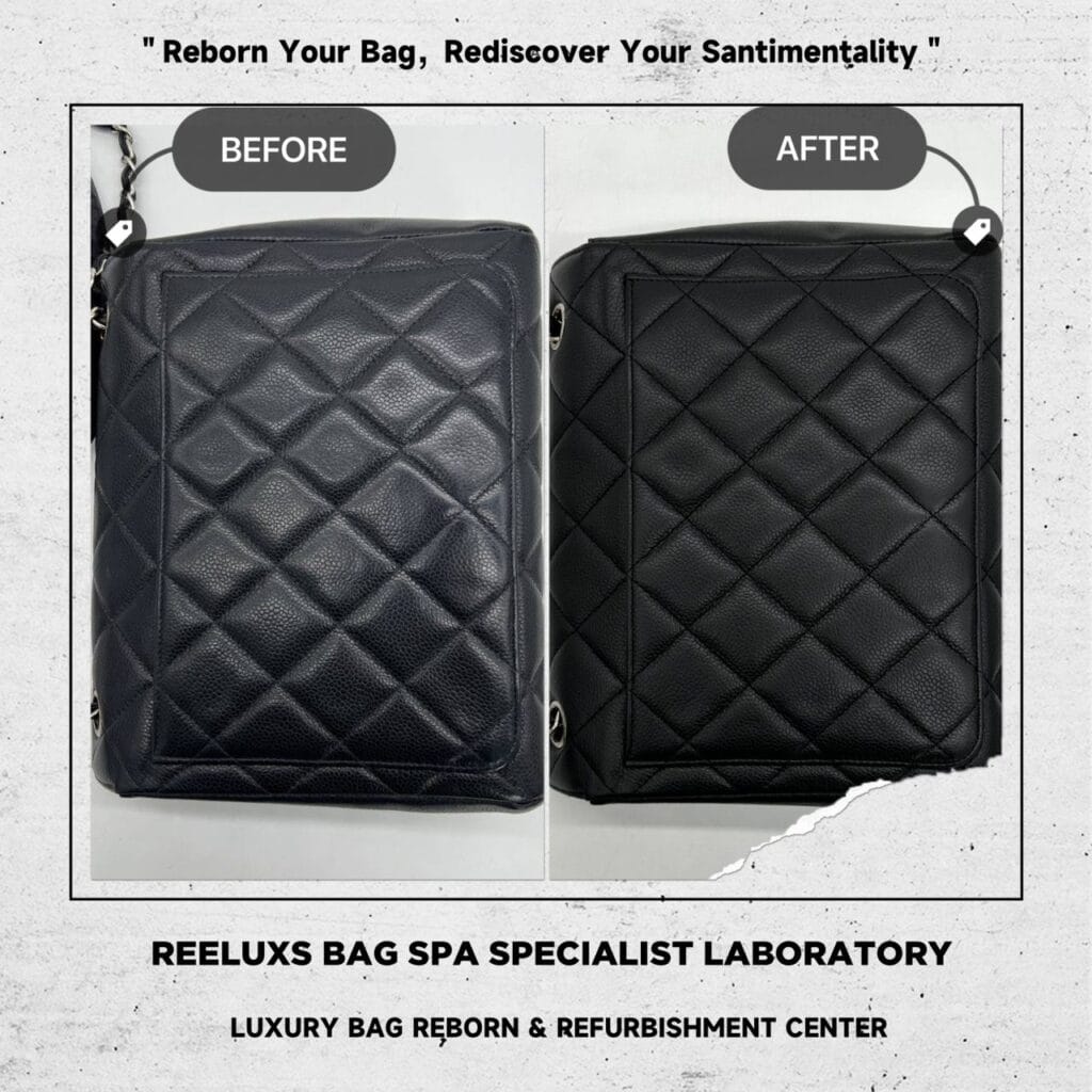 Black Quilted Caviar Leather Vintage Small Classic Single Flap Bag Leather Faded… — frame 9