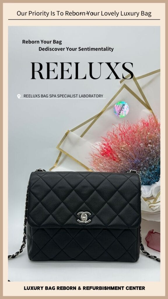 Black Quilted Caviar Leather Vintage Small Classic Single Flap Bag Leather Faded… — frame 13