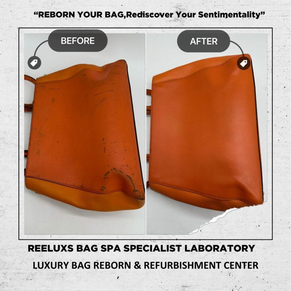 Two Tone Orange Leather Medium 2jours Tote Bag Cleaning Leather Melted Corner… — frame 2