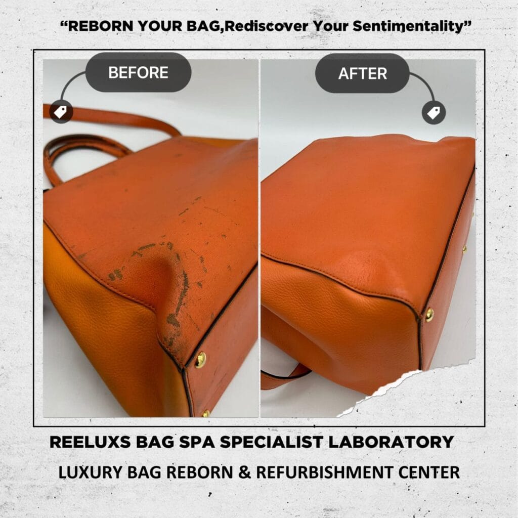 Two Tone Orange Leather Medium 2jours Tote Bag Cleaning Leather Melted Corner… — frame 3