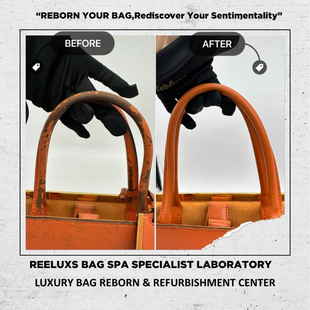 Two Tone Orange Leather Medium 2jours Tote Bag Cleaning Leather Melted Corner… — frame 4