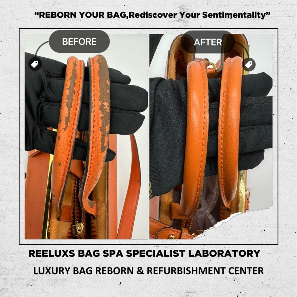 Two Tone Orange Leather Medium 2jours Tote Bag Cleaning Leather Melted Corner… — frame 6