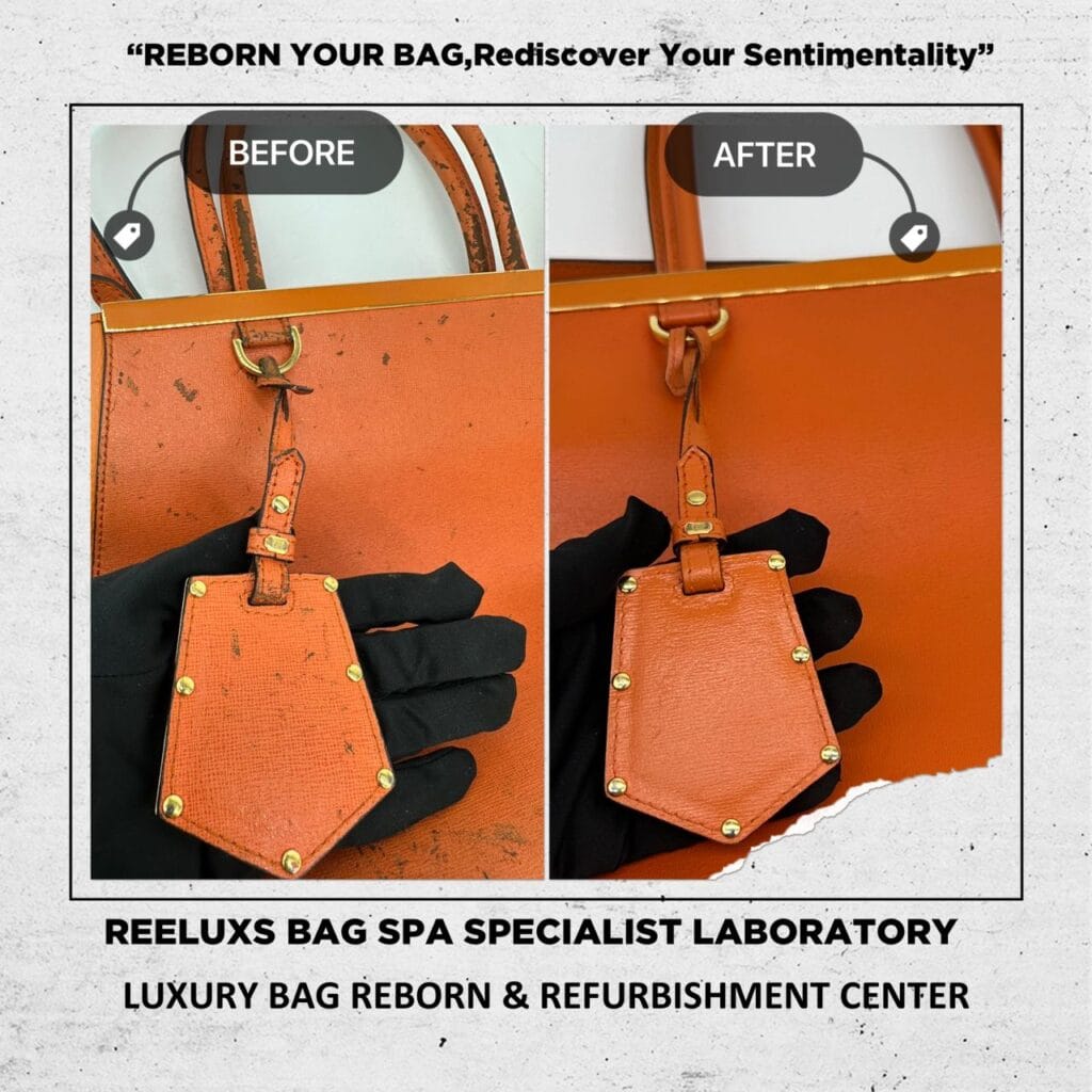 Two Tone Orange Leather Medium 2jours Tote Bag Cleaning Leather Melted Corner… — frame 7