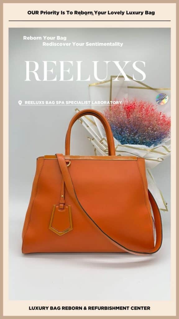 Two Tone Orange Leather Medium 2jours Tote Bag Cleaning Leather Melted Corner… — frame 8