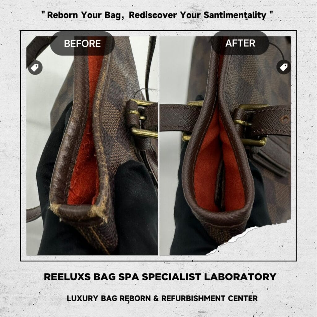 Damier Ebene Bucket PM Interior Inner Faded Leather Hook Tarnished Entire Vachetta Cracked & Broken Replacement — frame 4