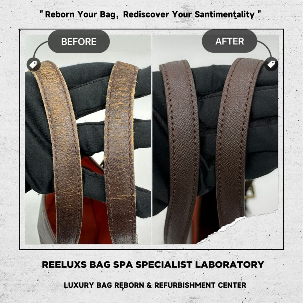 Damier Ebene Bucket PM Interior Inner Faded Leather Hook Tarnished Entire Vachetta Cracked & Broken Replacement — frame 7
