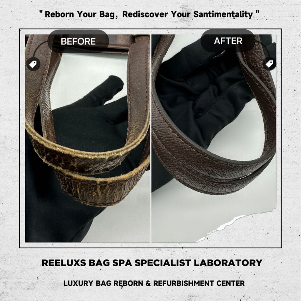 Damier Ebene Bucket PM Interior Inner Faded Leather Hook Tarnished Entire Vachetta Cracked & Broken Replacement — frame 8