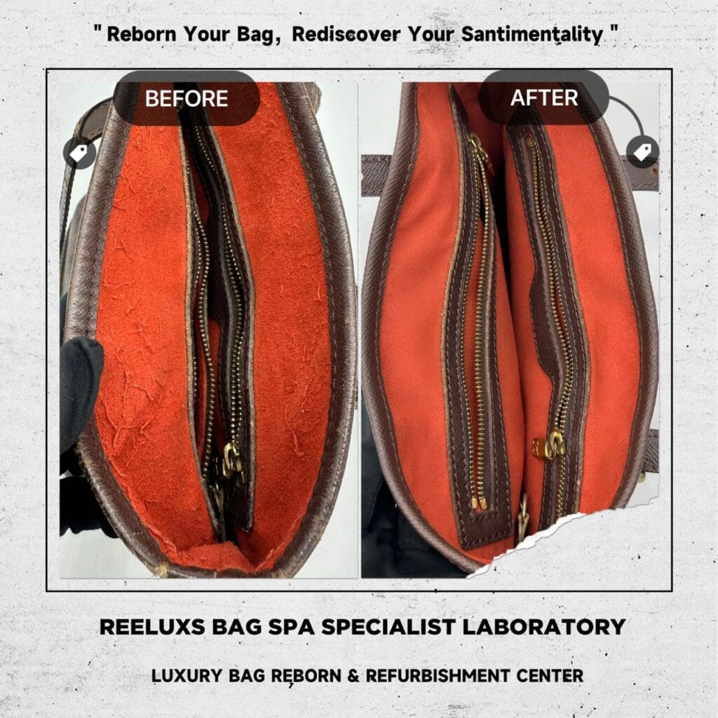 Damier Ebene Bucket PM Interior Inner Faded Leather Hook Tarnished Entire Vachetta Cracked & Broken Replacement — frame 9