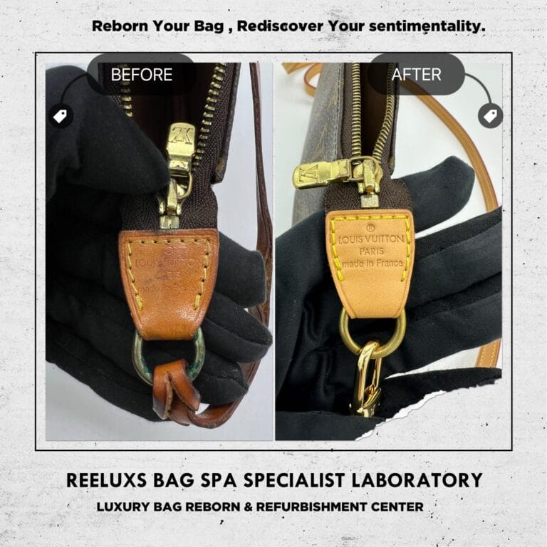 Louis Vuitton Monogram Pochette Accessories Shoulder Bag Entire Vachetta Cracked & Damaged Oxidation Replacement