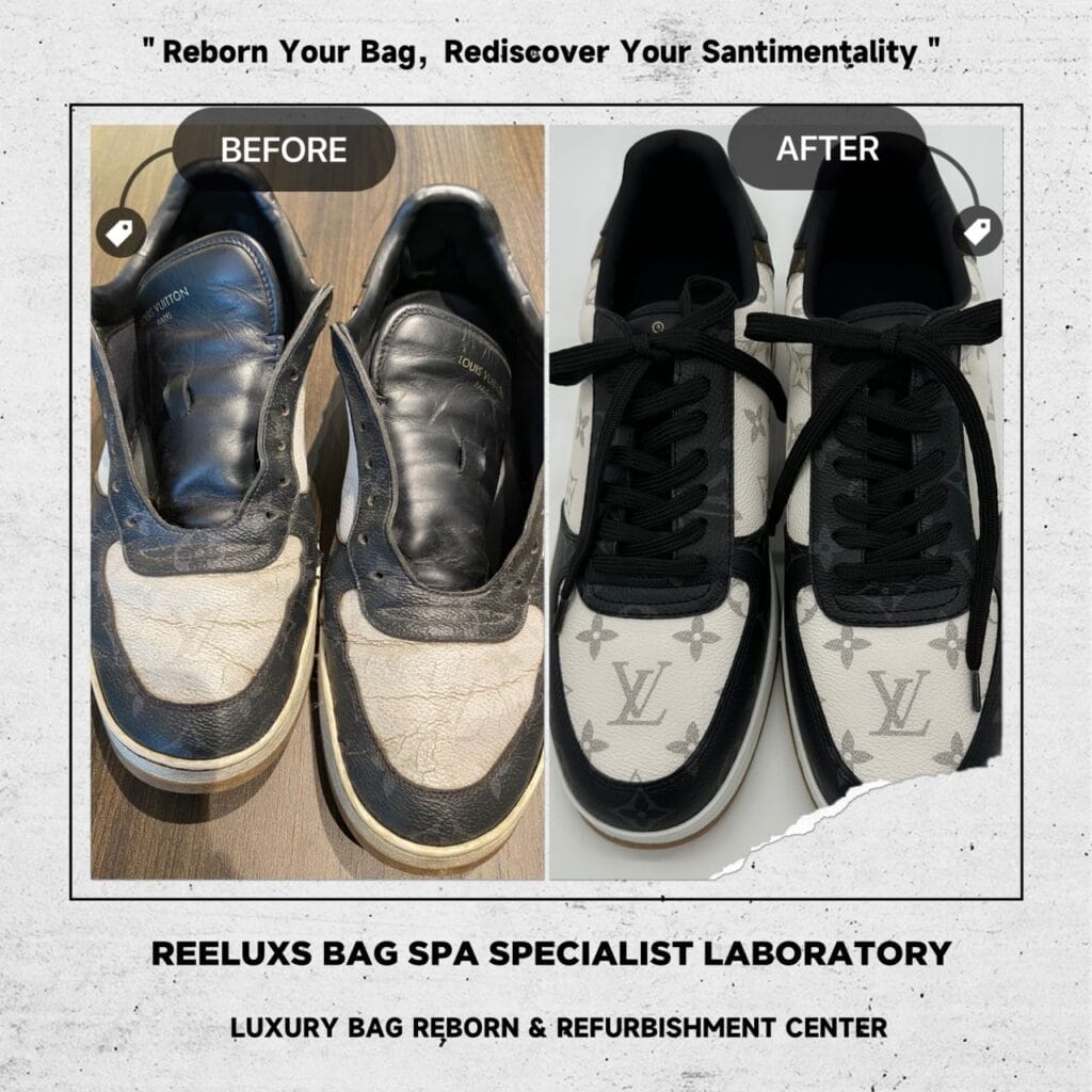 LOUIS VUITTON Rivoli White Grey Sneaker Ebene Side Sole Broken & Canvas… — frame 2