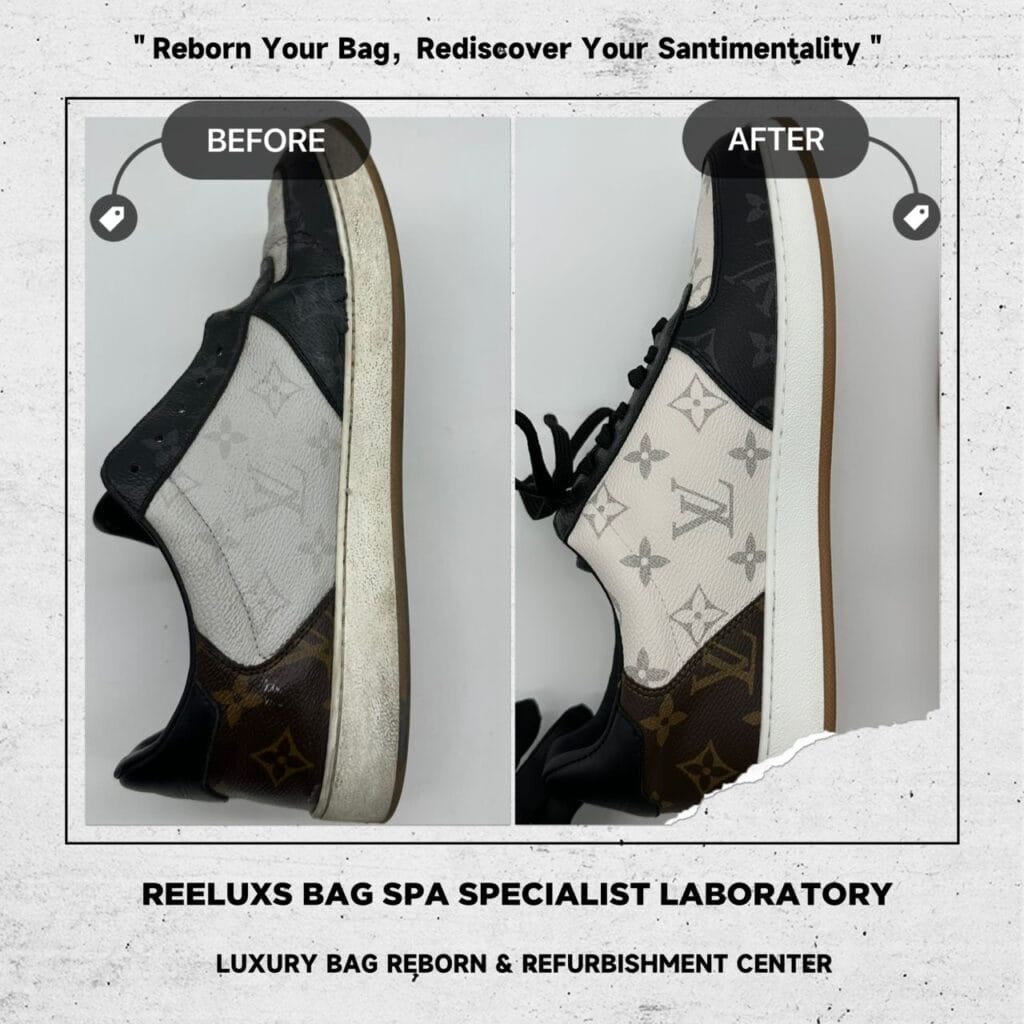 LOUIS VUITTON Rivoli White Grey Sneaker Ebene Side Sole Broken & Canvas… — frame 8