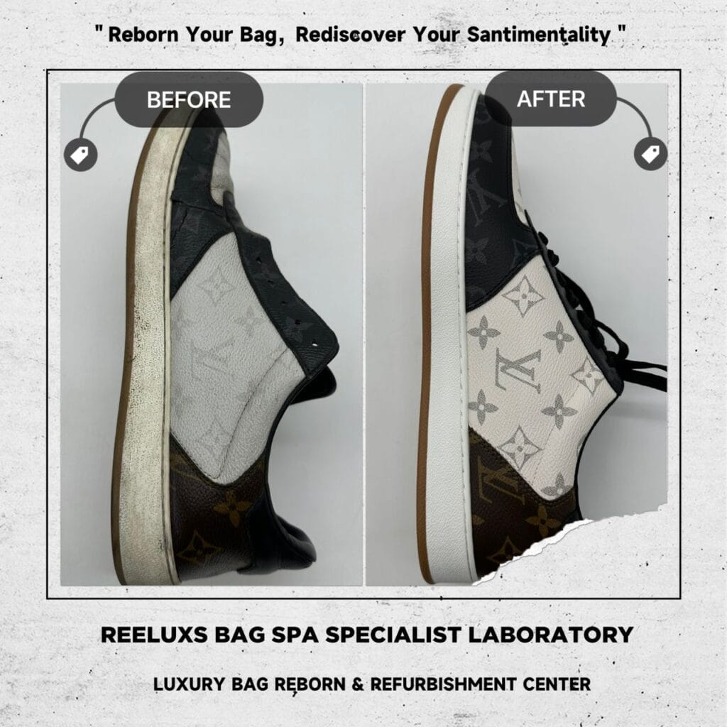 LOUIS VUITTON Rivoli White Grey Sneaker Ebene Side Sole Broken & Canvas… — frame 1