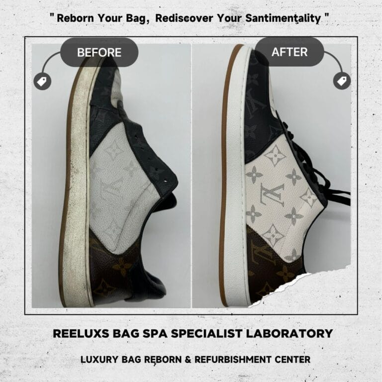 Louis Vuitton Rivoli White Grey Sneaker Ebene Side Sole Broken & Canvas Damaged Refurbishment