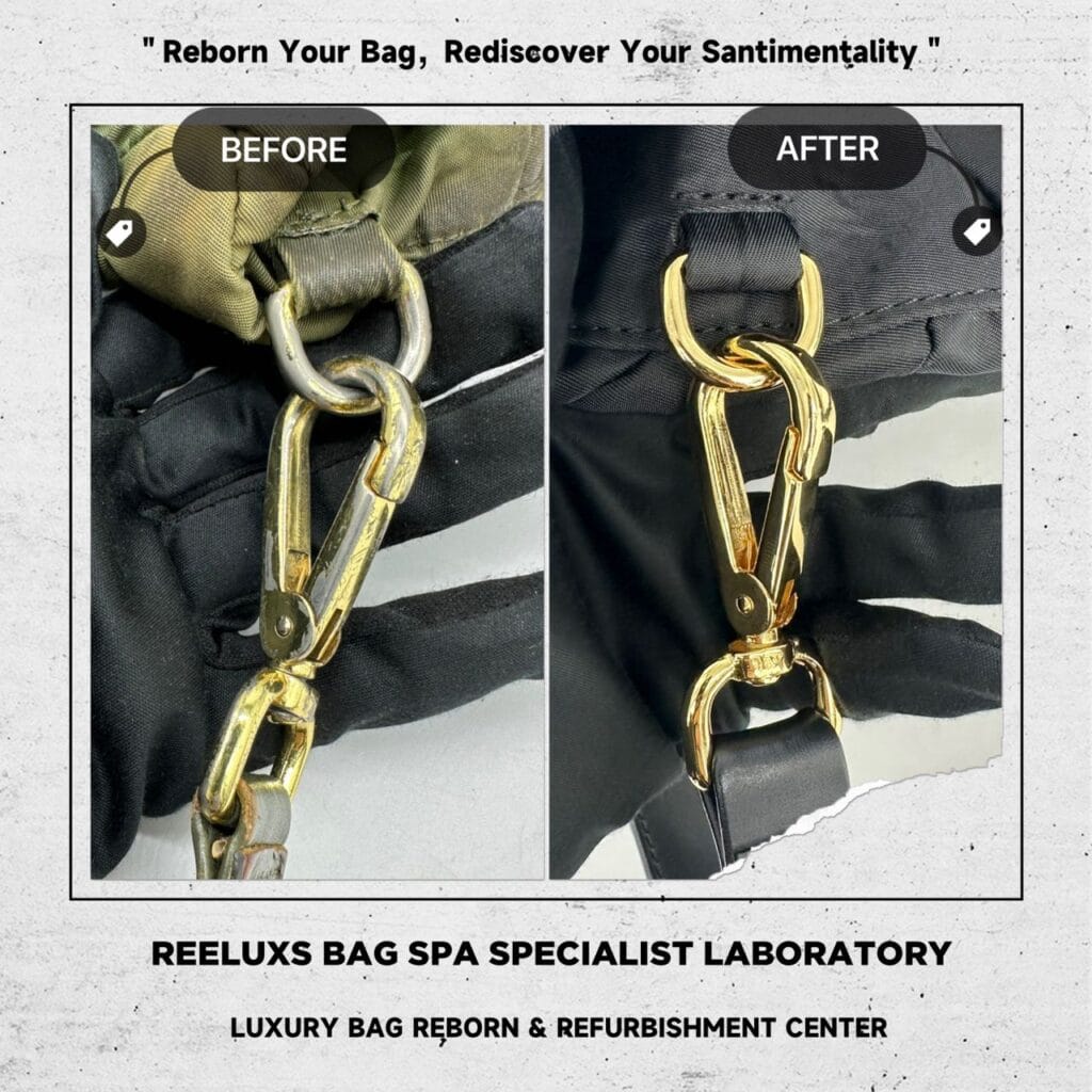 Tessuto Cheron Nylon Tote Bag Color Entire Metal Tarnished 24K Gold Re-plating… — frame 14