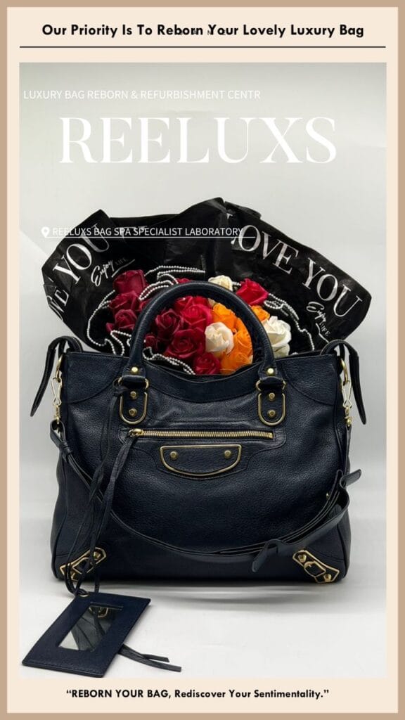 City Bag Black Leather Color Faded Corner Damaged Oil Edge Cracked &… — frame 9