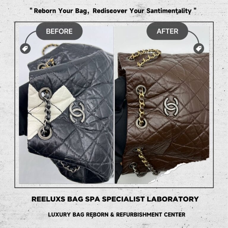 Chanel Gabrielle Black Leather Color Faded Leather Peel Off Chain Leather Damaged Refurbishment