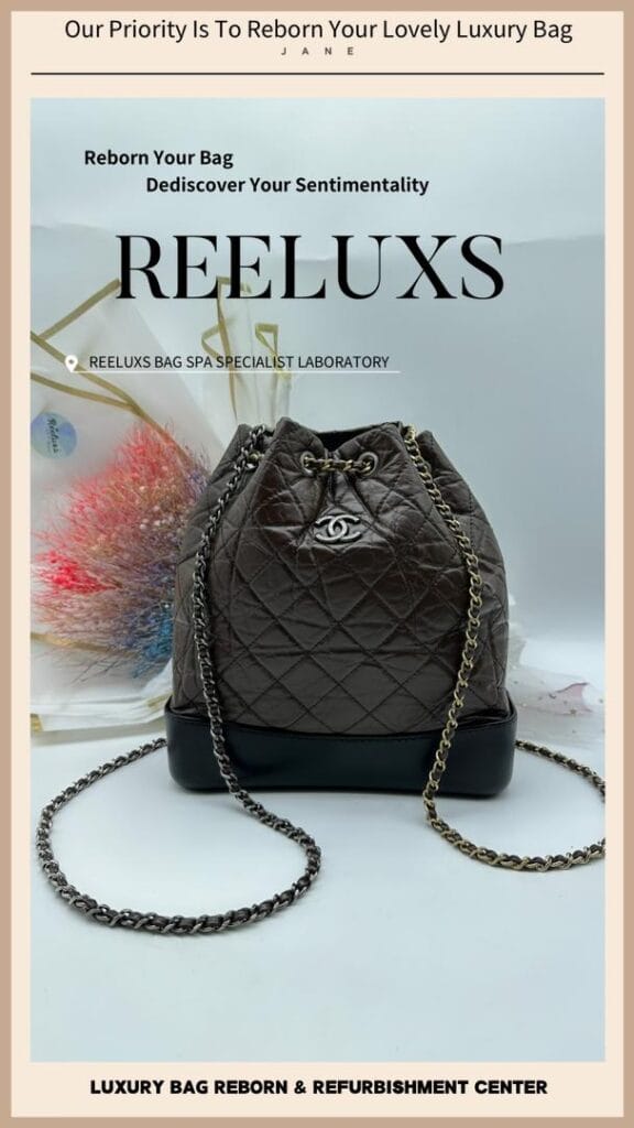 Gabrielle Black Leather Color Faded Leather Peel Off Chain Leather Damaged — frame 10