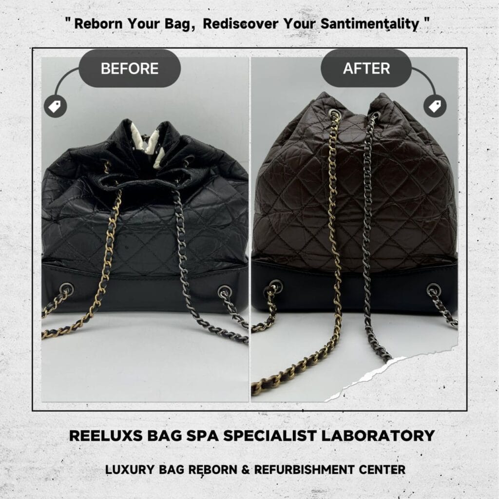 Gabrielle Black Leather Color Faded Leather Peel Off Chain Leather Damaged — frame 3