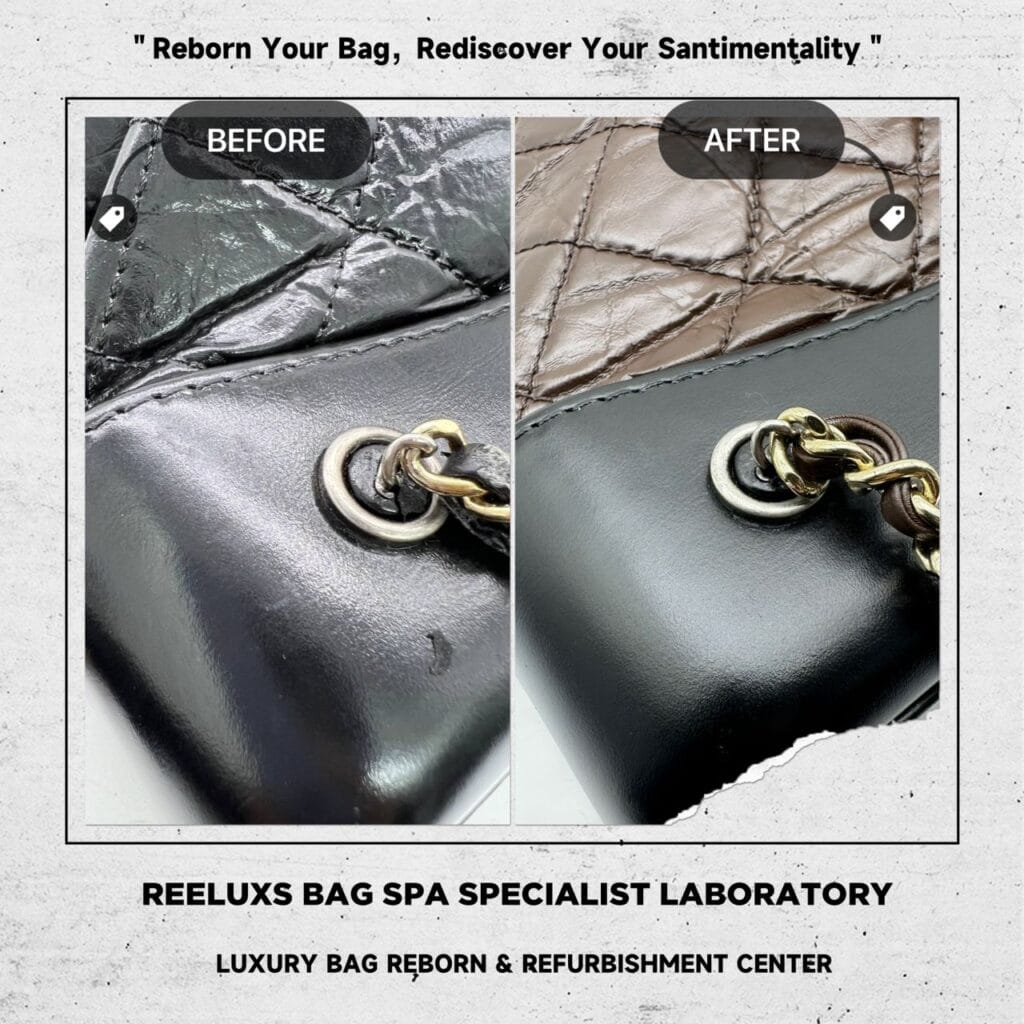 Gabrielle Black Leather Color Faded Leather Peel Off Chain Leather Damaged — frame 7
