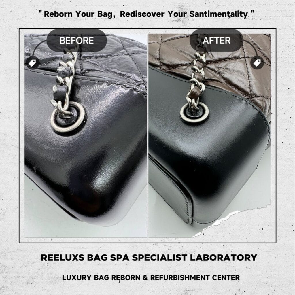 Gabrielle Black Leather Color Faded Leather Peel Off Chain Leather Damaged — frame 8