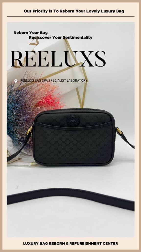 GG Plus Camera Black Canvas Bag Color Faded Pipping Broken Entire Leather Oxidation Refurbishment — frame 10