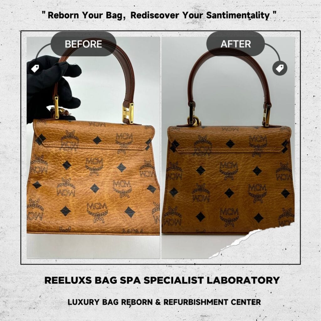 Brown Mini Kelly Visetos Satchel Leather Handbag Corner Damaged Leather Color Peel… — frame 2