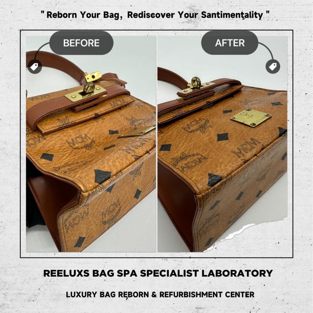 Brown Mini Kelly Visetos Satchel Leather Handbag Corner Damaged Leather Color Peel… — frame 3
