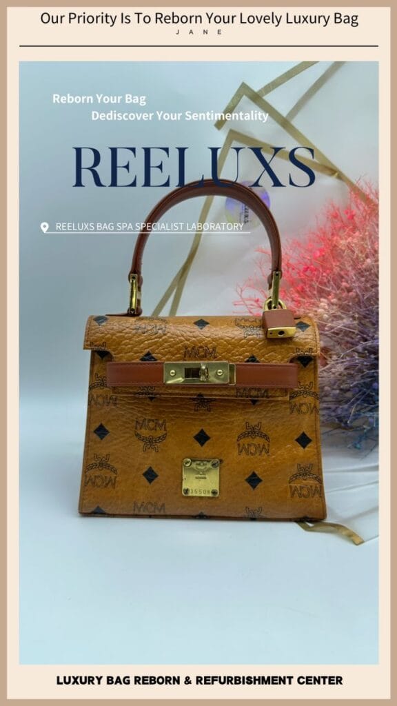 Brown Mini Kelly Visetos Satchel Leather Handbag Corner Damaged Leather Color Peel… — frame 9