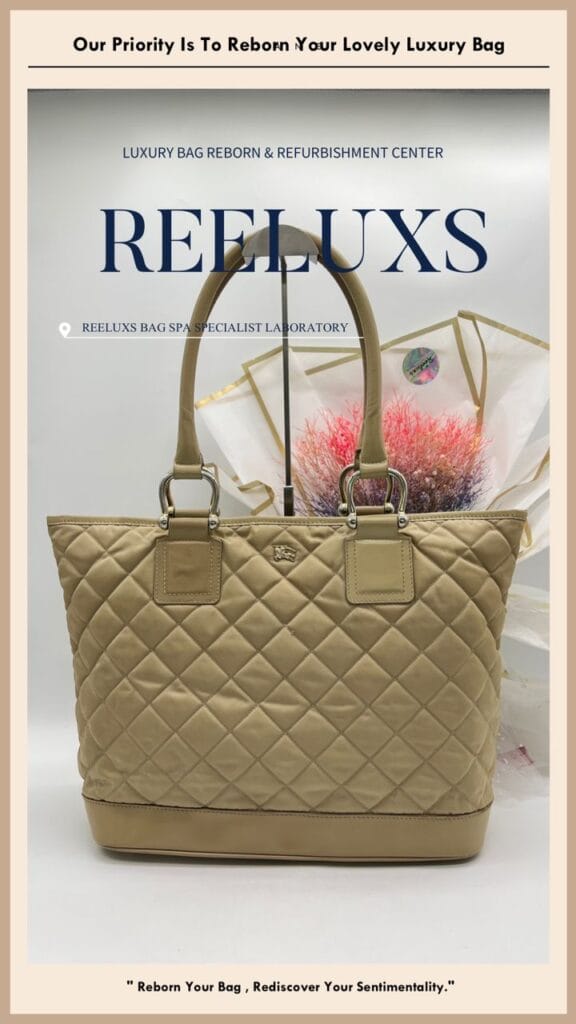 Nude Quilted Nylon Large Grange Tote Bag Canvas Black Color Stain Mark — frame 3