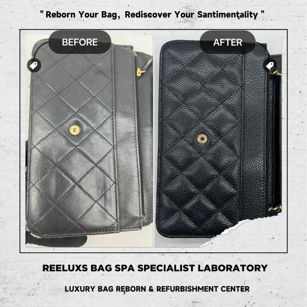 Black Qulited Lambskin Leather Classic Wallet On Chain Corner Damaged Leather Peel… — frame 12