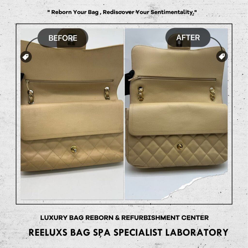 Classic Beige Color Caviar Double Flap Shoulder Bag Color Faded Corner Damaged… — frame 11